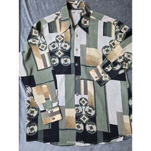 Vintage Paolo Maldini Shirt Mens Extra Large Abstract Lion Button Disco‎ Italy